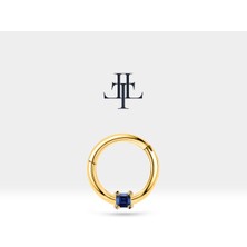 Prenses Safirli Halka Piercing, 10-12 mm , 1.2 Mm, 14K Sarı-Beyaz-Kırmızı Altın | LC00034S