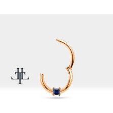 Prenses Safirli Halka Piercing, 10-12 mm , 1.2 Mm, 14K Sarı-Beyaz-Kırmızı Altın | LC00034S