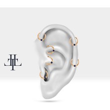 Prenses Safirli Halka Piercing, 10-12 mm , 1.2 Mm, 14K Sarı-Beyaz-Kırmızı Altın | LC00034S