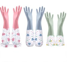 Zhuxi Shop B No.4 Stili Kadın Su Geçirmez Kauçuk Lateks Bulaşık Eldiveni Mutfak Dayanıklı Temizlik Ev Işleri Bulaşık Yıkama Araçları (Yurt Dışından)