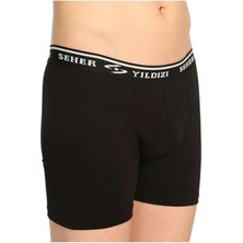Seher Yıldızı Yıldızlı Elastan Erkek Likralı Boxer Düz Desenli 6'lı Paket S Beden Paça Tipi
