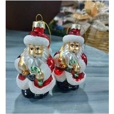 2 Adet 10 cm Mini Cam Noel Baba Yılbaşı Agac Süsü