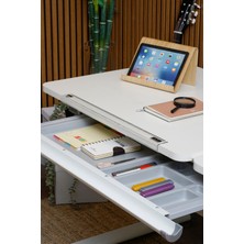 Creo Mobili Yükseklik ve Eğim Ayarlı, Çekmeceli, Vega Basic Çalışma Masası 130 x 70  cm  Ekru/Gri