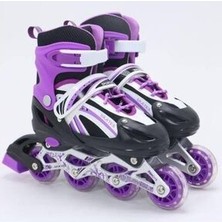 Mor Renk Işıklı Çocuk Pateni Ayarlanabilir Alıştırma Pateni