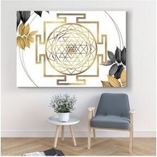 Yaşam Çiçeği, Altın Oran Kutsal Geometri Sri Yantra Kanvas Tablo 70X100 cm