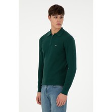 U.S. Polo Assn. Erkek Regular Fit Yarım Fermuarlı Koyu Yeşil Basic Kazak 50298266-VR079