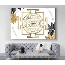 Yaşam Çiçeği, Altın Oran Kutsal Geometri Sri Yantra Kanvas Tablo 60X90 cm