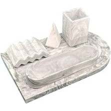 Marble Serisi Archade Kemer Tepsili Organizerli Beton Banyo Seti