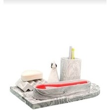 Marble Serisi Archade Kemer Tepsili Organizerli Beton Banyo Seti
