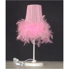 Tekay Aydınlatma Pembe Tüylü Abajur Kız Çocuk Odası İçin Şık Görünüm Yatak Odası Aydınlatma