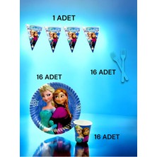 VibeHome 16 Kişilik Frozen Temalı S Paket - Doğum Günü Parti ve Eğlenceli Etkinlikler