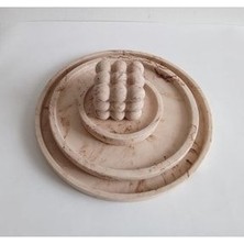 Marble Mermer Desenli Dekoratif Beton Büyük Boy Organizer 3 Lü Tepsi Seti