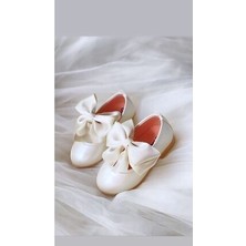 Stella Butik Kız Çocuk Fiyonklu Babet Ayakkabı Suni Deri Düz Topuklu Tasarım Ortopedik Taban