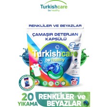 Turkishcare Hepsi Bir Arada 20 Yıkama Renkli ve Beyazlar Için Çamaşır Deterjan Kapsülü Pods