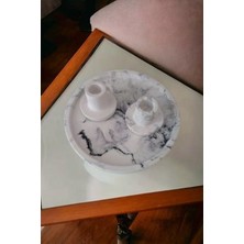 Marble Serisi Beton Tepsi ve 2'li Mumluk,taki Tabağı,tütsülük