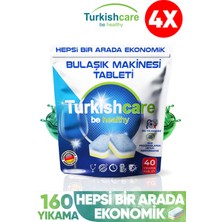 Turkishcare Hepsi 1 Arada 40 Lı Bulaşık Makinası Tableti x 4 Paket (160 Tablet)