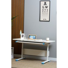 Creo Mobili Yükseklik ve Eğim Ayarlı, Çekmeceli, Vega Basic Çalışma Masası 130 x 70  cm  Ekru/Mavi