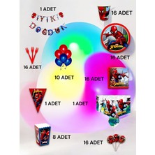 VibeHome 16 Kişilik Spiderman Temalı Ultra Lü x  Set - Doğum Günü Parti ve Eğlenceli Etkinlikler