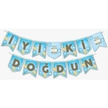 Iyi Ki Doğdun Yazısı Mavi Gold Ofset+Iyiki Doğdun Asmalı Süs+Iyi Ki Doğdun Banner