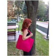 Fuşya Kumaş Hafif Kadın El ve Kol Çantası