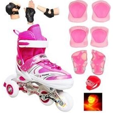 Paten Işıklı Ayarlanabilir Metal Alıştırma Pateni Başlangıç ve Ileri Seviye Dizlik Dirseklik Setli