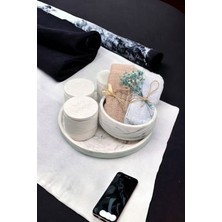 Marble Serisi Havluluk ve Organizerli Beton Banyo Seti