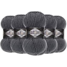 5 Adet Süperlana Midi Kömür Grisi 87 El Örgü Ipi Yelek Hırka Ipi Atkı Bere Kazak Ipliği