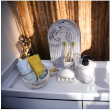 Marble Serisi Havluluk ve Sivi Sabunluk,diş Fırçalığı Beton Banyo Seti