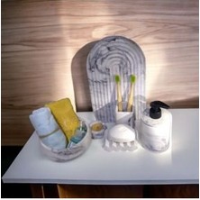 Marble Serisi Havluluk ve Sivi Sabunluk,diş Fırçalığı Beton Banyo Seti