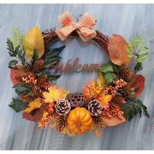 Balkabaklı Kapı Süsü iri Kabaklı Model 35 cm, Kapı Süsü, Kapı Çelenk, Çelenk, Sonbahar Hediyelik, Dekor