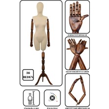 36 Beden Ahşap Kollu Pantolon Giyebilen Terzi Mankeni Vitrin Mankeni