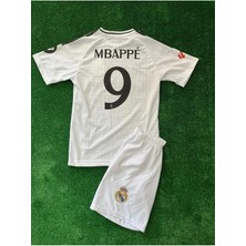 Gökmenspor Beyaz Unisex Kylian Mbappé R.madridd 4'lü Set Çocuk Alt-Üst Forma Takımı Bileklik ve Çorap Hediyeli