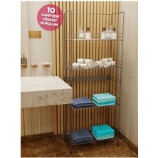 Akroraf Galvaniz Çok Amaçlı Raf Banyo Rafı Mutfak Rafı Kitaplık 4 Katlı Katlanabilir Raf