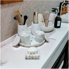 Marble Serisi Tepsili Beton Banyo Seti,pamukluk,havluluk ve Sabunluk Seti