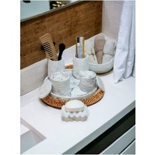 Marble Serisi Tepsili Beton Banyo Seti,pamukluk,havluluk ve Sabunluk Seti