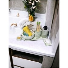Marble Serisi 6'lı Banyo Seti , Sıvı Sabunluk Diş Fırçalığı Beton Aksesuar Takımı