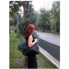 Siyah Yumuşak Kapitone Kadın El ve Kol Çantası
