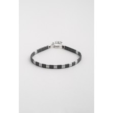 Hematit Taşlı 21 cm Gümüş Erkek Bileklik