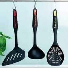 Siyah Spatula Kepçe Kevgir Seti