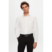 D'S Damat Ds Damat Regular Fit Beyaz Düz Gömlek 4HE02TR00289M