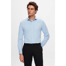 D'S Damat Ds Damat Slim Fit Mavi Düz Gömlek 4HE02TR00139M