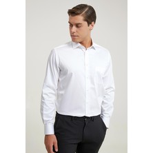 D'S Damat Ds Damat Regular Fit Beyaz Düz Gömlek 4HE02DY05289M