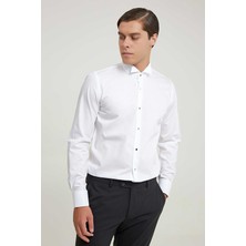 D'S Damat Ds Damat Slim Fit Beyaz Armürlü Smokin Gömlek 4HSS2G8051260