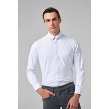 Twn Slim Fit Beyaz Armürlü Gömlek 3EF0221022939