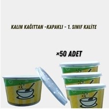 50 Adet Kapaklı Karton Çorba Kasesi 16 Oz