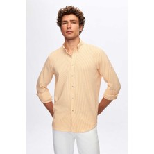 D'S Damat Ds Damat Regular Fit Turuncu Çizgi Desenli Gömlek 4HC02SN062650