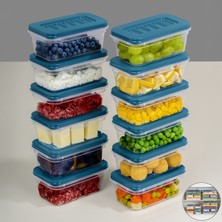 Meleni Home 12'li Buzdolabı Düzenleyici Organizer - Mikrodalga ve Difrize Uygun Saklama Kabı - 12X240ML Mavi