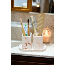 Banyo Seti Turuncu Tepsili Diş Fırçalık, Diş Macunluk, Makyaj Organizeri,banyo Takım