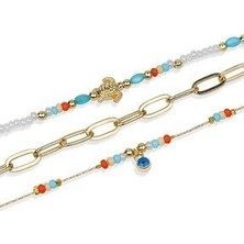 Kaplumbağa Detay Üçlü Kombin Bileklik