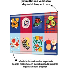 Ortakçı Design Kanallı Cam Kesme Tahtası - Cam Kesme Tablası 2 Kanallı Modern Karma Desenli 25 Cm X 35 Cm